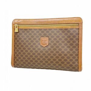 Celine Clutch Bag Macadam PVC Brown Gold Hardware Men's